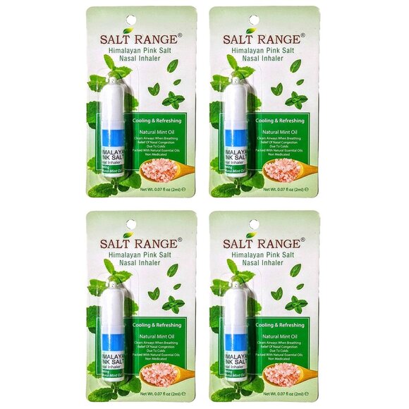 4 x Himalayan Pink Salt Nasal Inhaler Nose Cooling Natural Mint Essential Oils - Picture 1 of 3